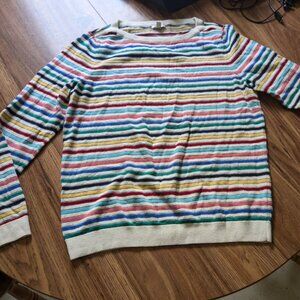 Talbots Rainbow Striped Crewneck Knit Sweater, women's Small, Nylon/Cotton Blend